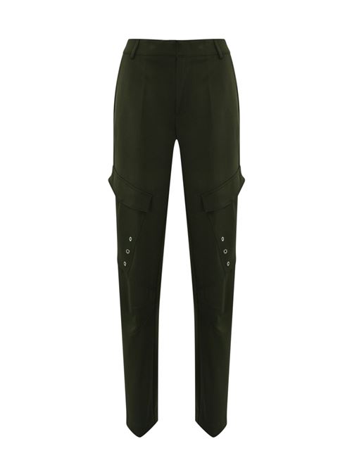 Pantalone cargo Camila in gabardina verde militare DONDUP | DP700 OS0105D XXXW633